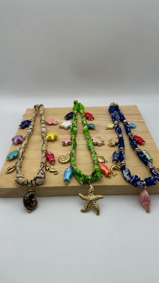 Collares Bandana - Beige & Azul