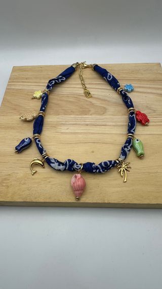 Collares Bandana - Beige & Azul