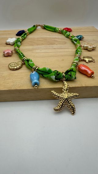 Collares Bandana - Beige & Azul