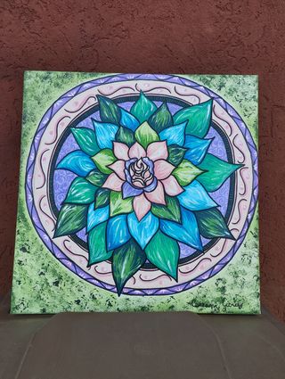 Quadro Mandala Fiori Dipinto a Mano