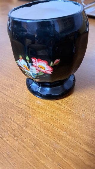 Jarra cerámica negra - Flores