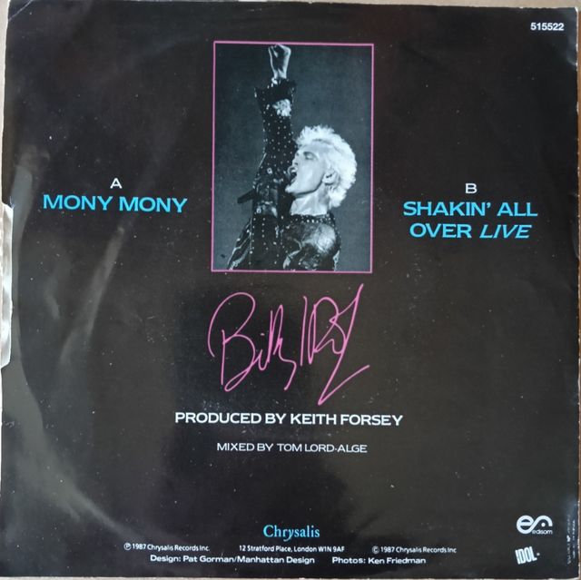 Billy Idol - Mony Mony Live. Single 1987.