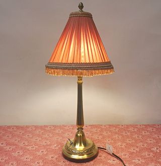 Lámpara bronce | Pantalla seda