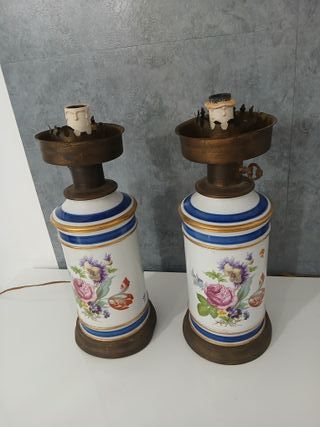 Coppia Lampade ad olio Elettrificate in Ceramica V