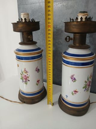 Coppia Lampade ad olio Elettrificate in Ceramica V