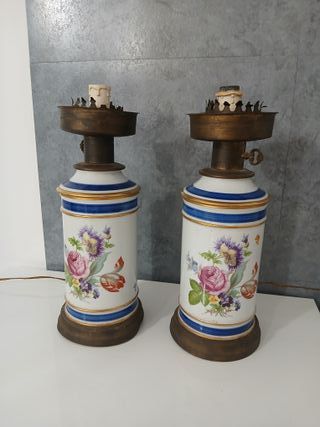 Coppia Lampade ad olio Elettrificate in Ceramica V
