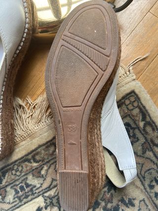 Sandalias blancas esparto cómodas, piel nuevas , 