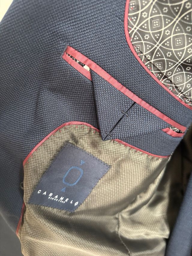 Traje Caramelo azul marino slim fit