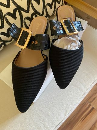 Sandalias negras ideal shoes - Tacón bajo