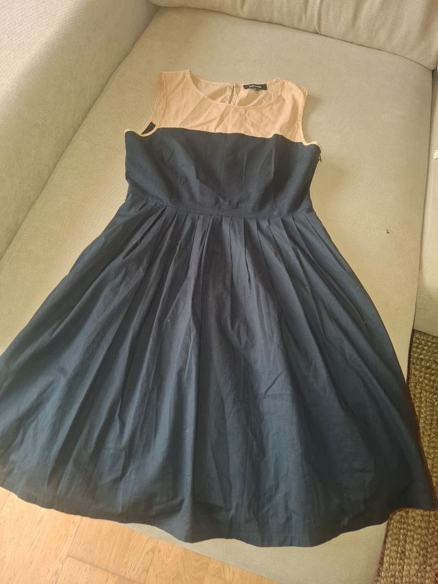 Vestido verano beige y negro