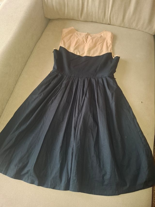 Vestido verano beige y negro