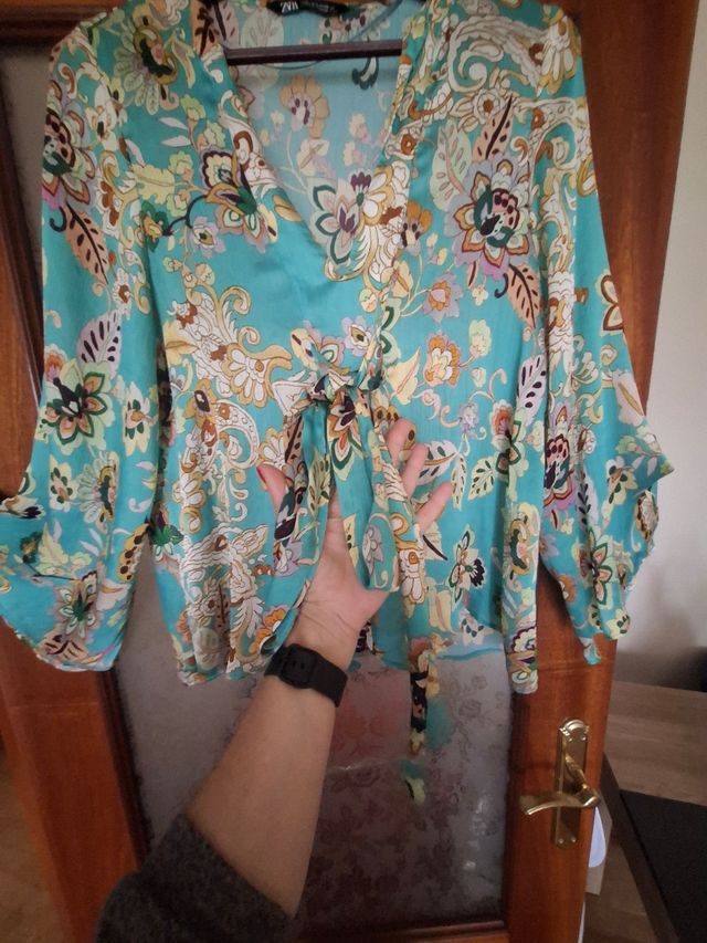 Blusa Zara turquesa