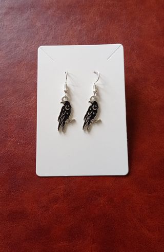 Pendientes cuervo plateado / Envío minimo 5€