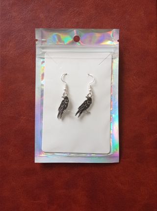Pendientes cuervo plateado / Envío minimo 5€
