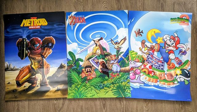 3 Pósteres My Nintendo - Metroid, Zelda, Mario