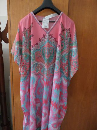 Caftano Pink Multicolor Tg unica