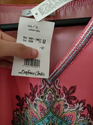 Caftano Pink Multicolor Tg unica