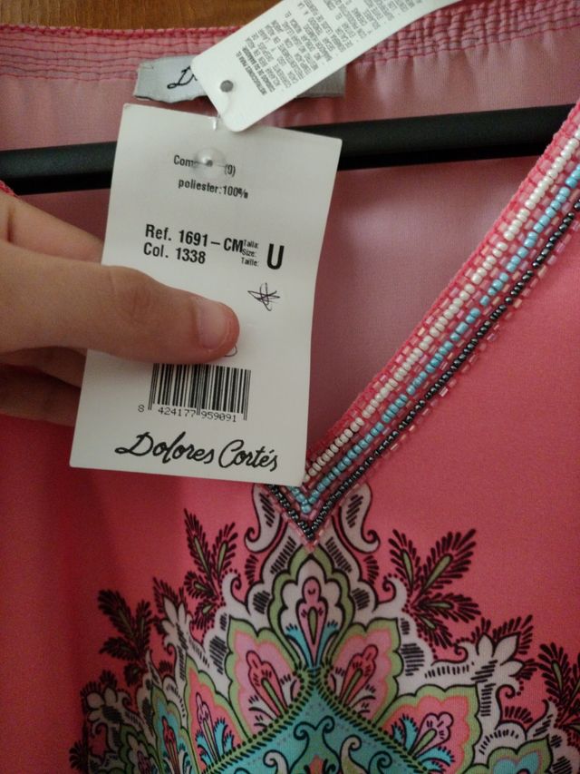 Caftano Pink Multicolor Tg unica