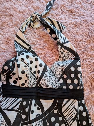 Vestido blanco y negro estampado