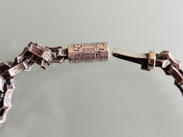 Cadena plata 925 auténtica con eslabones grabados