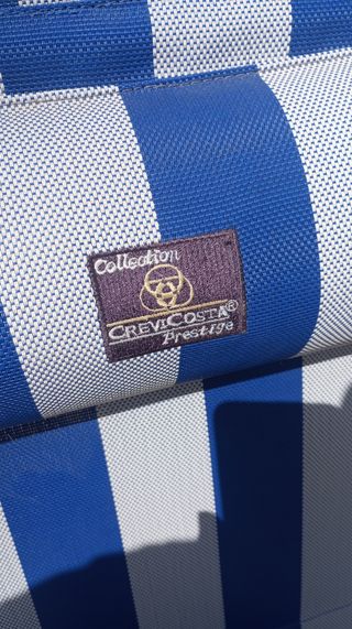 Tumbona CreviCosta Plegable Azul-Blanco
