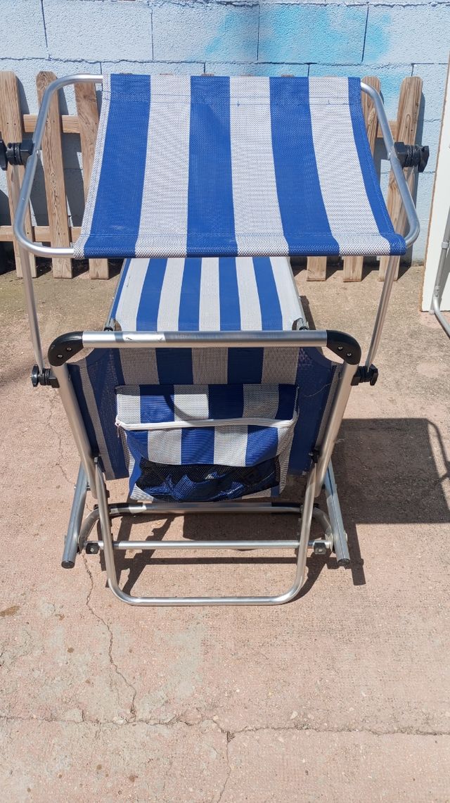 Tumbona CreviCosta Plegable Azul-Blanco