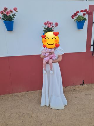 Vestido gitana blanco -solo puesto una vez