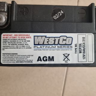 Batería WestCo AGM 12V18Ah