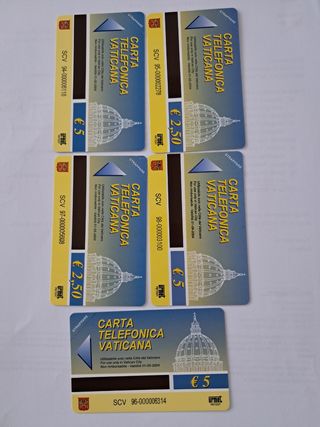 5 Carte Telefoniche Vaticano
