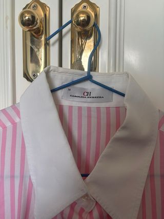 Camisa Carolina Herrera XL - Rosa y Blanca