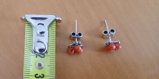 Pendientes coral rojo y plata