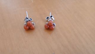 Pendientes coral rojo y plata