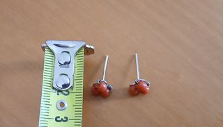 Pendientes coral rojo y plata