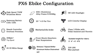 Bicicleta eléctrica plegable Paselec PX6 Fat bike 