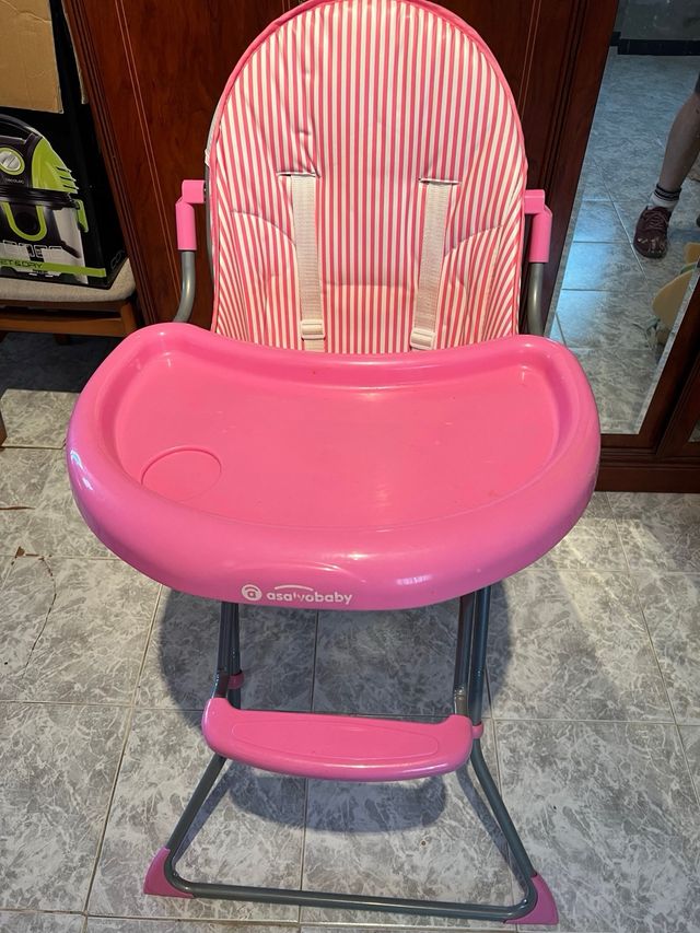 Trona plegable bebé niña rosa