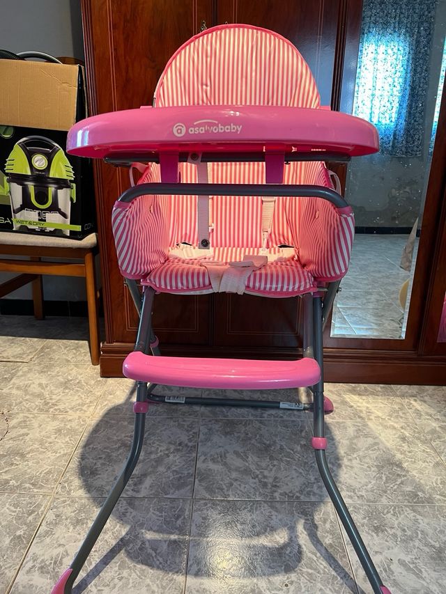 Trona plegable bebé niña rosa