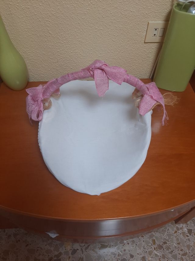 Cestas mimbre forradas rosa-blanco