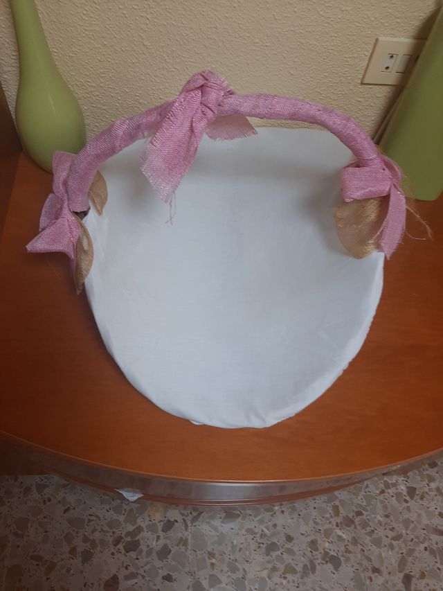 Cestas mimbre forradas rosa-blanco