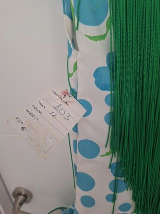 Traje gitana niña lunares azul blanco y verde. 12A