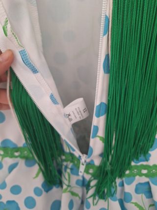 Traje gitana niña lunares azul blanco y verde. 12A