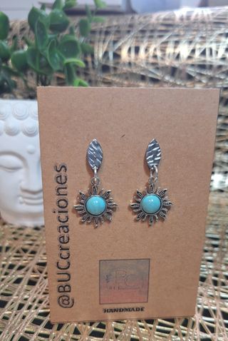 Pendientes turquesa plateado