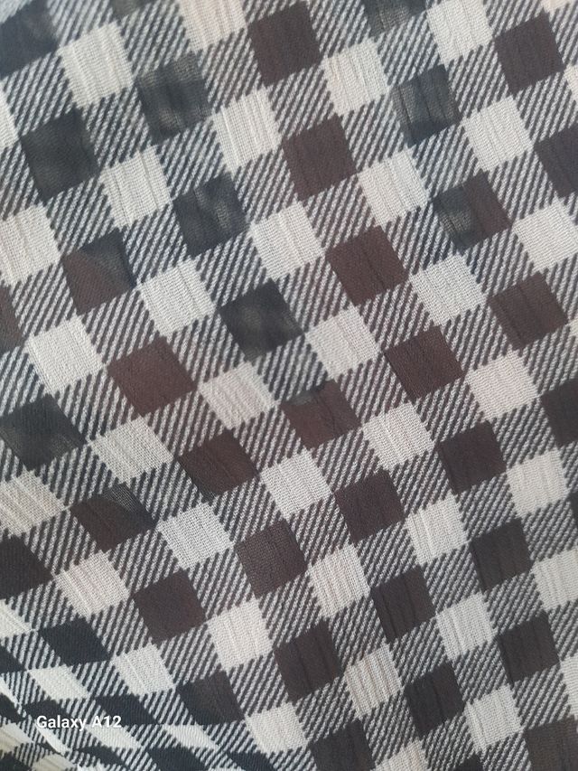 Blusa seda vichy blanco-negro