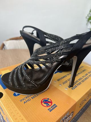 Sandalias de fiesta negras tacón alto 39 