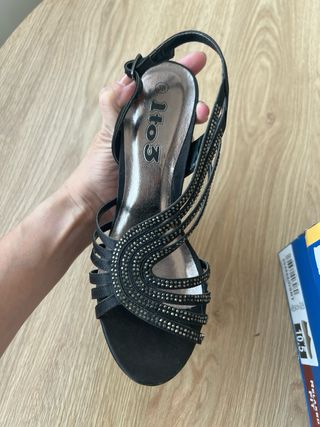 Sandalias de fiesta negras tacón alto 39 