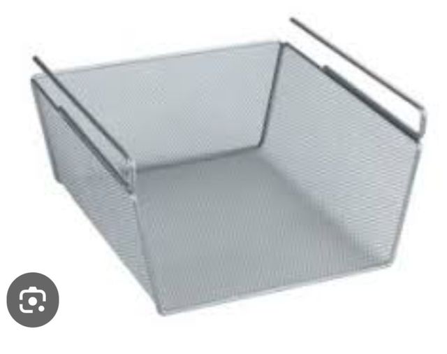 2 cestas metálicas gris plata para estanterías