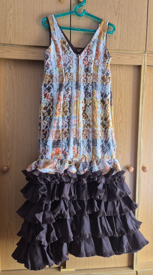 Vestido Flamenca marrón y multicolor