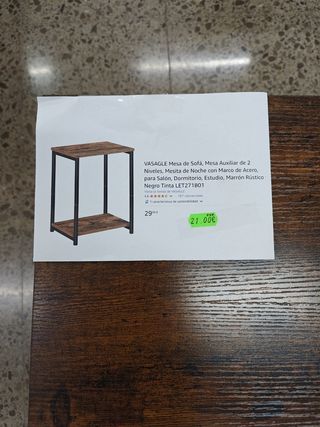Mesa auxiliar 2 niveles - marrón y negro