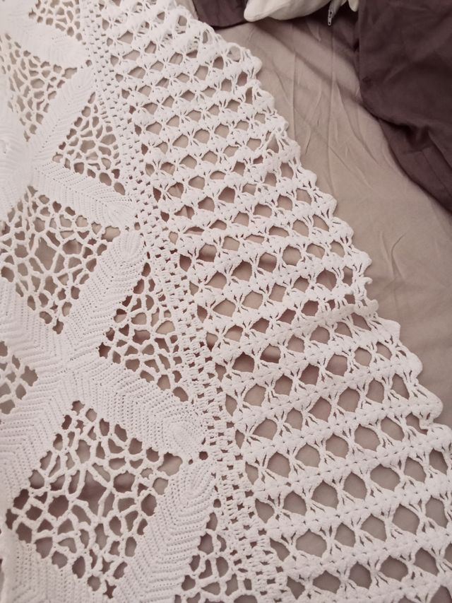 Colcha ganchillo algodón blanco