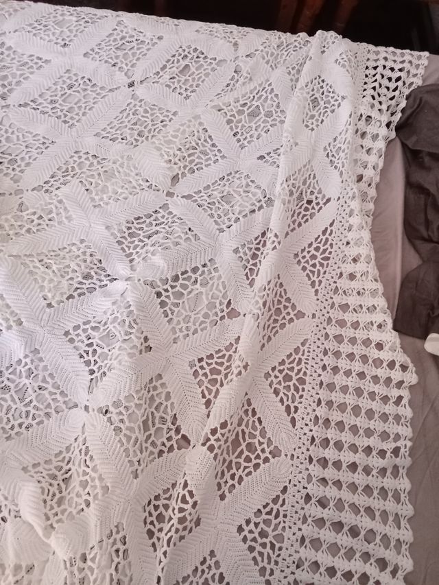 Colcha ganchillo algodón blanco