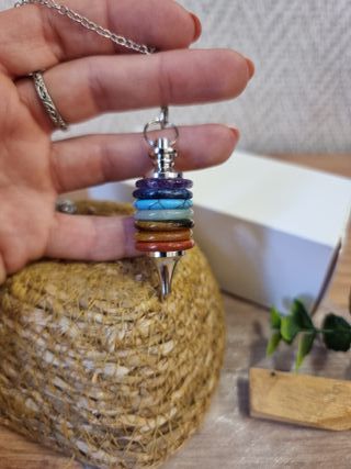 Péndulo 7 Chakras Plateado